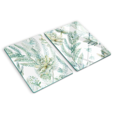 Planche à découper en verre Plantes et feuilles succulentes