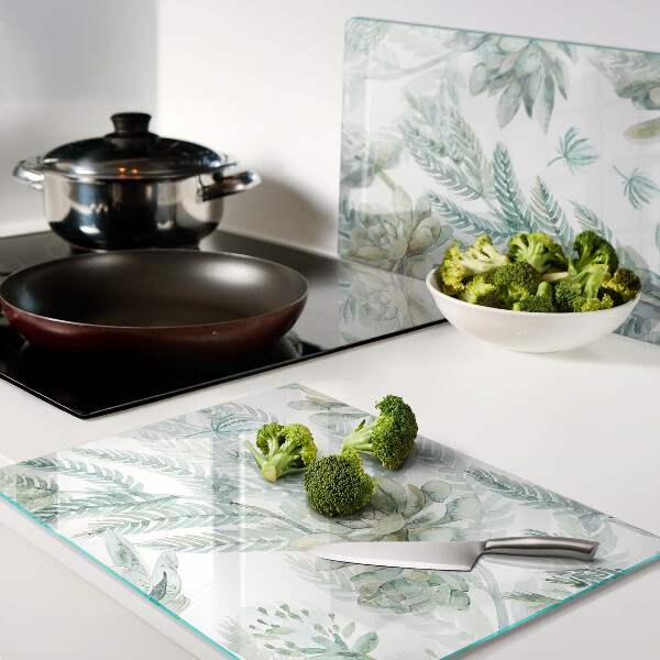 Planche à découper en verre Plantes et feuilles succulentes