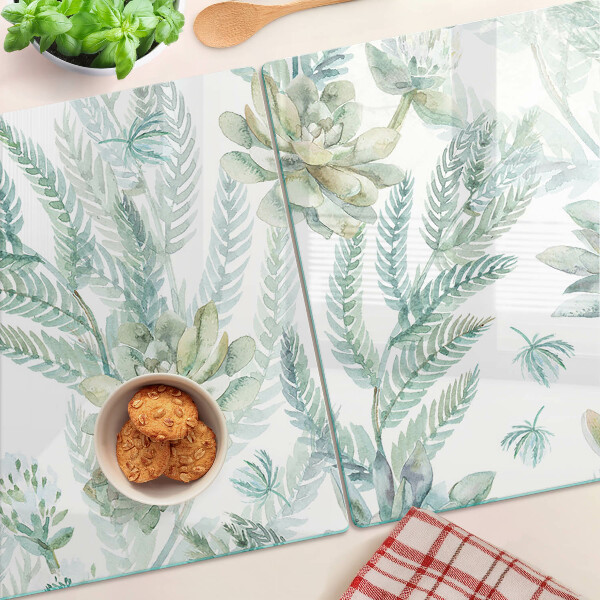 Planche à découper en verre Plantes et feuilles succulentes