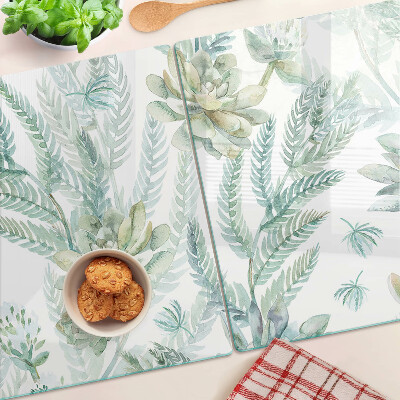 Planche à découper en verre Plantes et feuilles succulentes