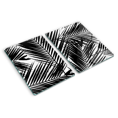 Planche à découper en verre Feuilles de palmier en noir et blanc