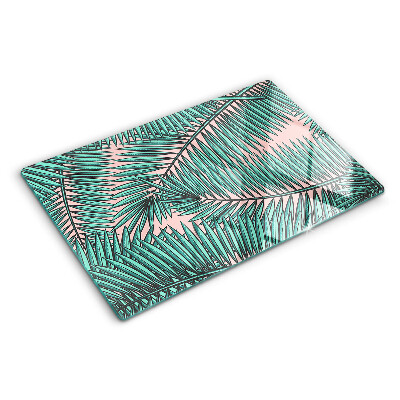 Planche à découper verre Feuilles de palmier sur fond rose