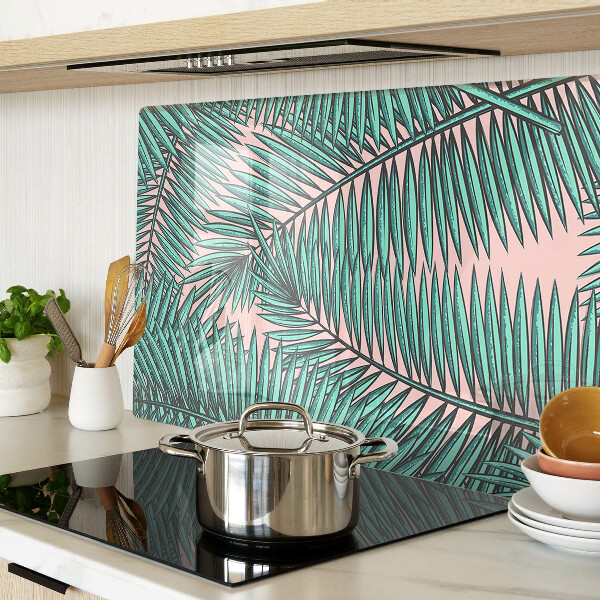 Planche à découper verre Feuilles de palmier sur fond rose