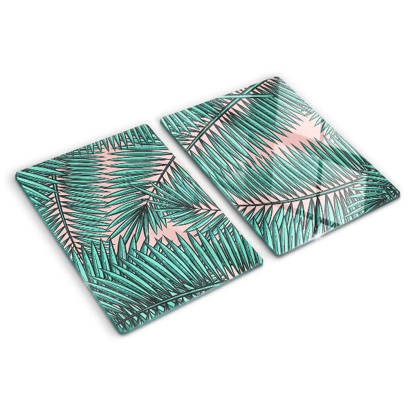 Planche à découper verre Feuilles de palmier sur fond rose