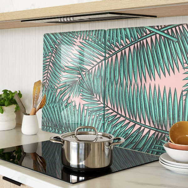 Planche à découper verre Feuilles de palmier sur fond rose