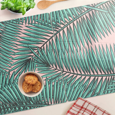 Planche à découper verre Feuilles de palmier sur fond rose