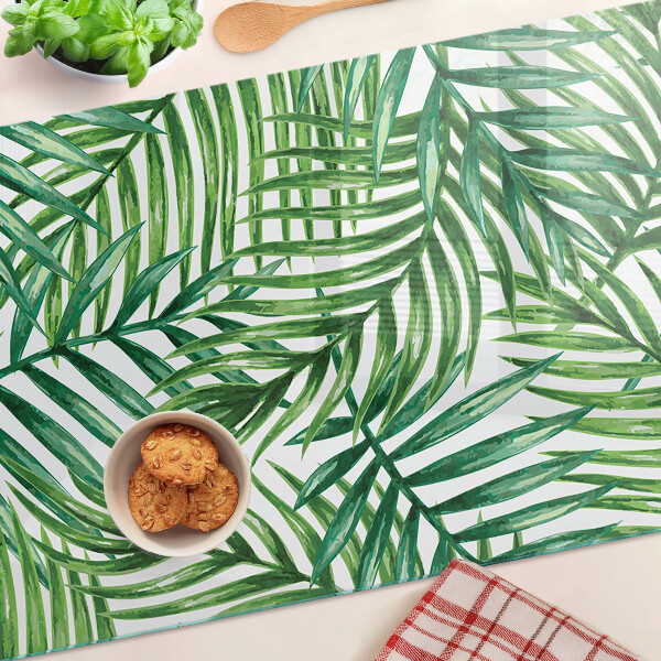 Planche à découper en verre Feuilles de palmier dans des tons de vert