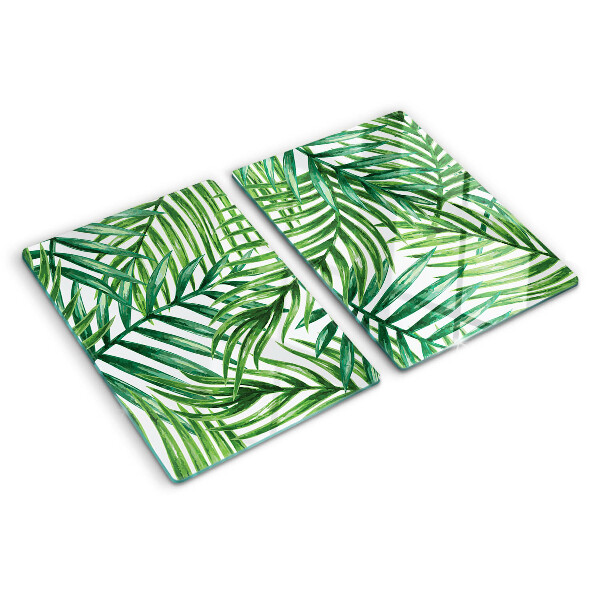 Planche à découper en verre Feuilles de palmier dans des tons de vert