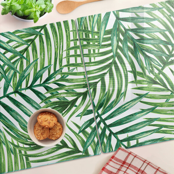 Planche à découper en verre Feuilles de palmier dans des tons de vert