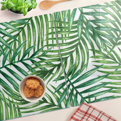 Planche à découper en verre Feuilles de palmier dans des tons de vert
