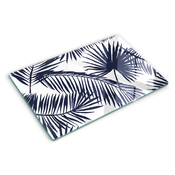 Planche à découper en verre Feuilles de palmier sur fond blanc