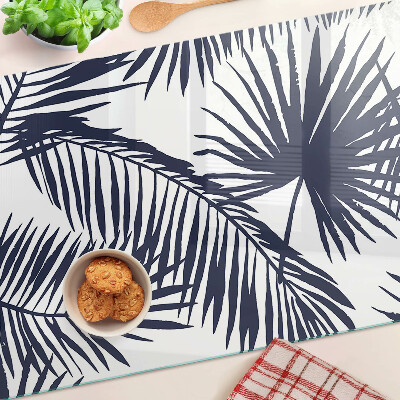 Planche à découper en verre Feuilles de palmier sur fond blanc
