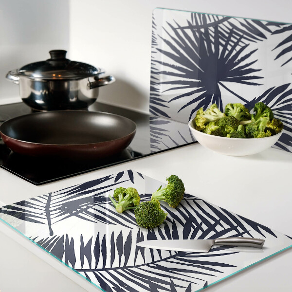 Planche à découper en verre Feuilles de palmier sur fond blanc