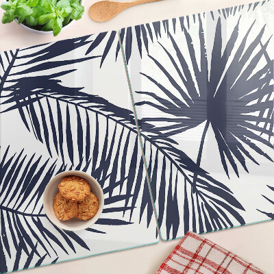 Planche à découper en verre Feuilles de palmier sur fond blanc