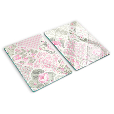 Planche à découper en verre Motif floral dans des tons pastel