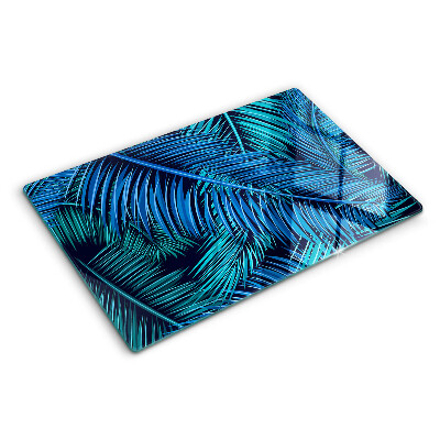 Planche à découper verre Feuilles de palmier dans des tons de bleu