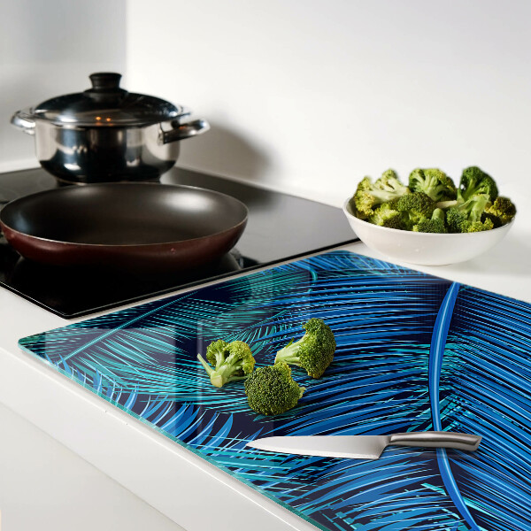 Planche à découper verre Feuilles de palmier dans des tons de bleu