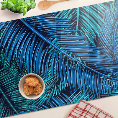 Planche à découper verre Feuilles de palmier dans des tons de bleu