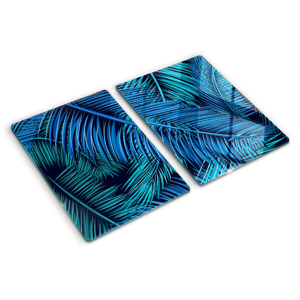 Planche à découper verre Feuilles de palmier dans des tons de bleu