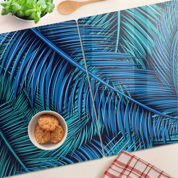 Planche à découper verre Feuilles de palmier dans des tons de bleu