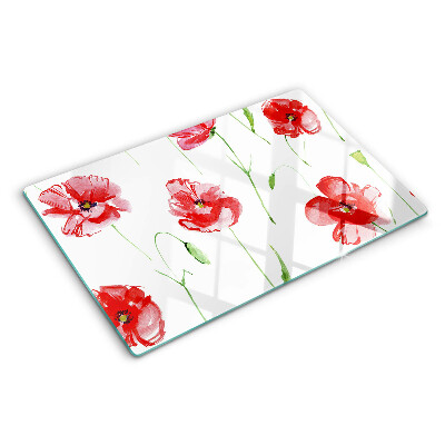 Planche à découper en verre Motif coquelicot avec des fleurs