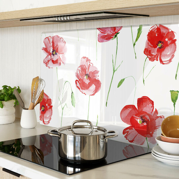 Planche à découper en verre Motif coquelicot avec des fleurs