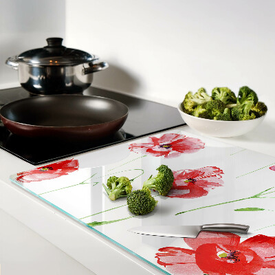 Planche à découper en verre Motif coquelicot avec des fleurs