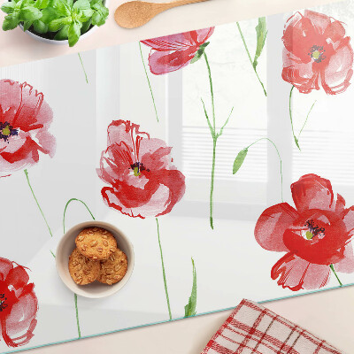 Planche à découper en verre Motif coquelicot avec des fleurs