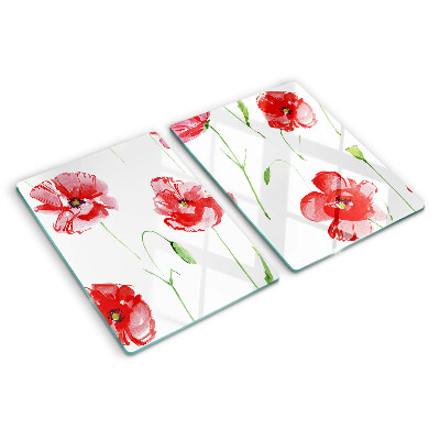 Planche à découper en verre Motif coquelicot avec des fleurs