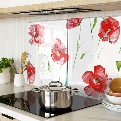 Planche à découper en verre Motif coquelicot avec des fleurs