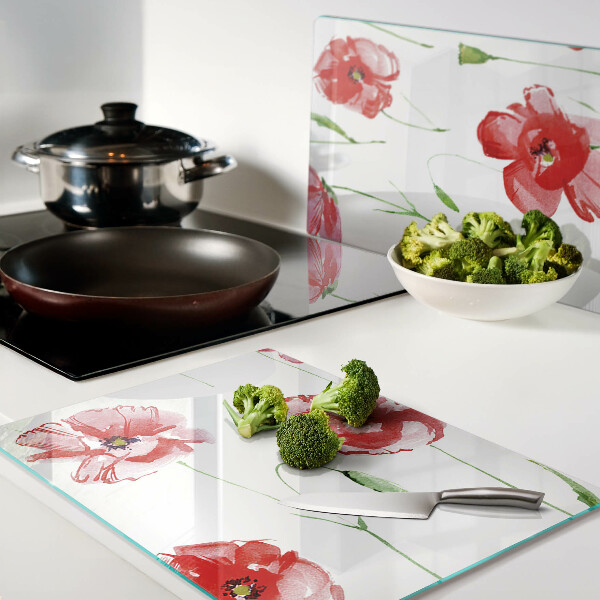 Planche à découper en verre Motif coquelicot avec des fleurs