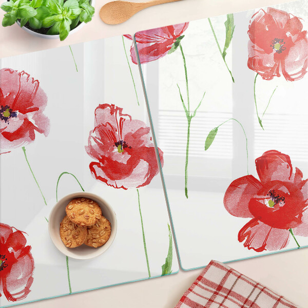 Planche à découper en verre Motif coquelicot avec des fleurs