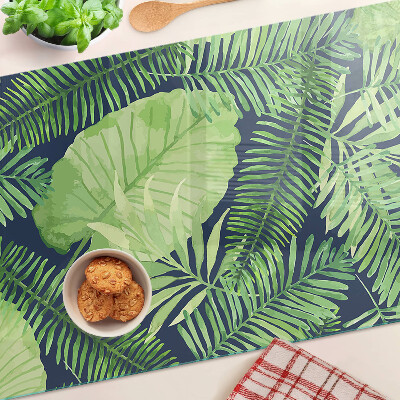 Planche à découper en verre Feuilles tropicales sur fond sombre