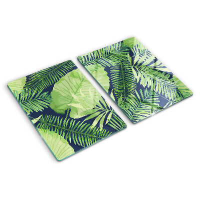 Planche à découper en verre Feuilles tropicales sur fond sombre