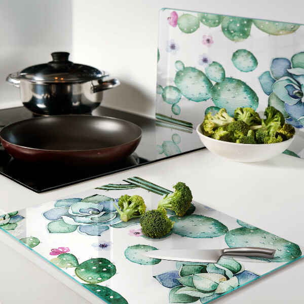 Planche à découper verre Cactus et plantes succulentes