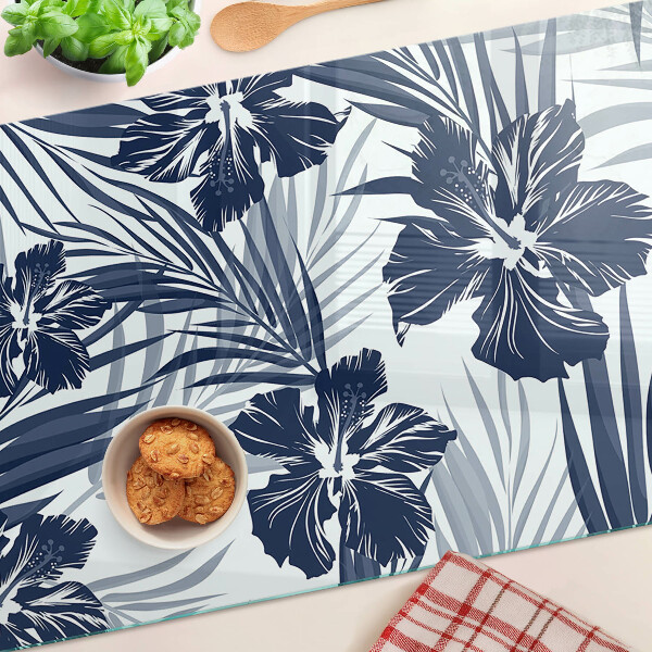 Planche à découper verre Motif floral tropical