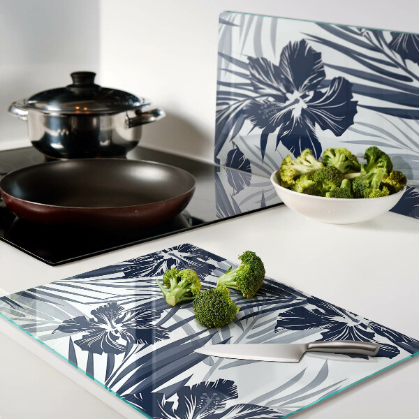 Planche à découper verre Motif floral tropical