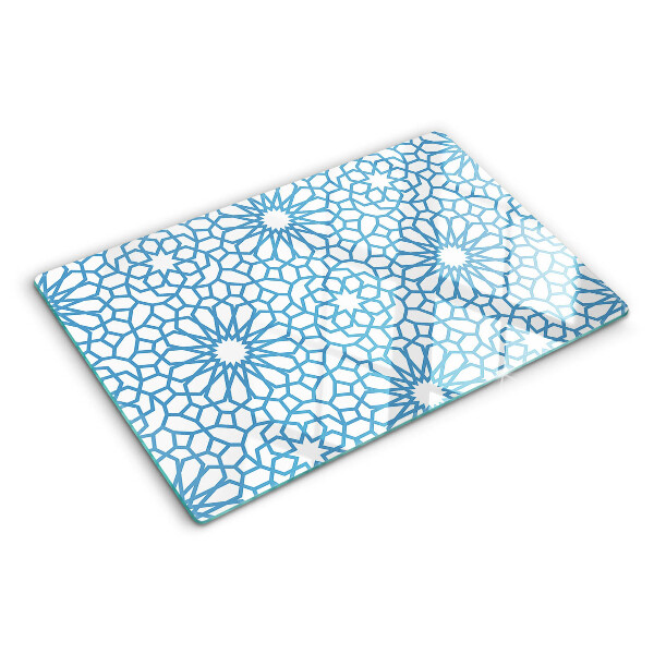 Planche à découper en verre Motif floral dans les tons de bleu