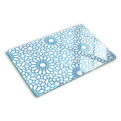 Planche à découper en verre Motif floral dans les tons de bleu