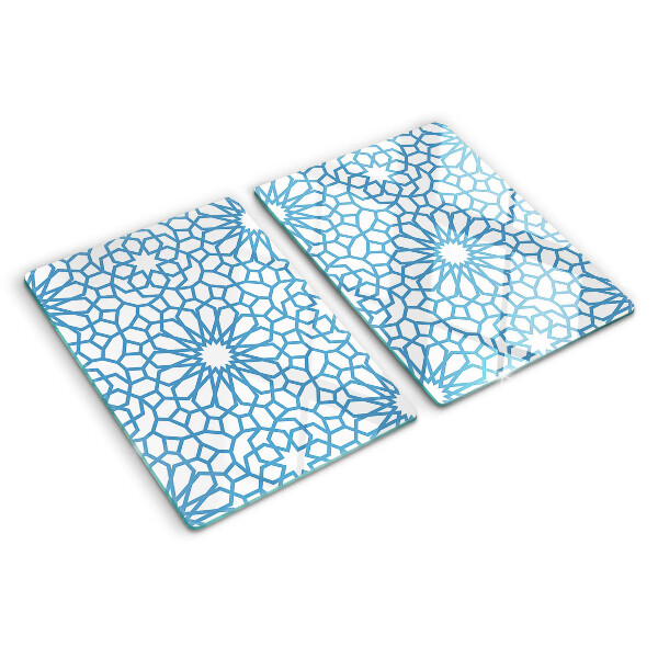 Planche à découper en verre Motif floral dans les tons de bleu