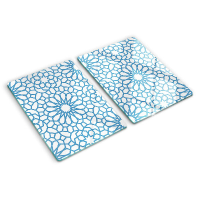 Planche à découper en verre Motif floral dans les tons de bleu