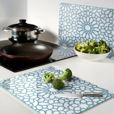 Planche à découper en verre Motif floral dans les tons de bleu