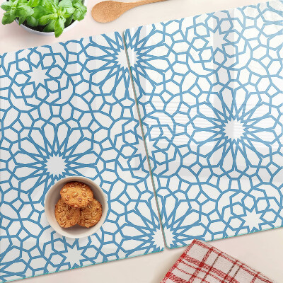 Planche à découper en verre Motif floral dans les tons de bleu