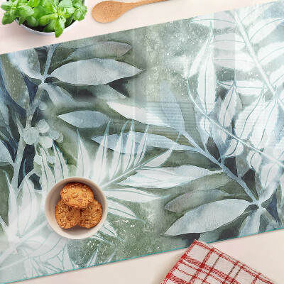 Planche à découper verre Feuilles tropicales aux tons pastel