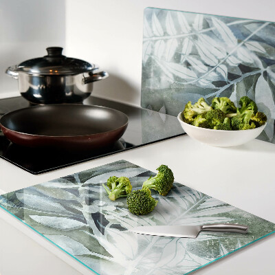 Planche à découper verre Feuilles tropicales aux tons pastel