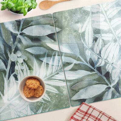 Planche à découper verre Feuilles tropicales aux tons pastel