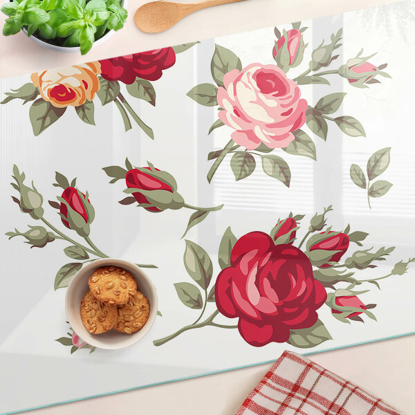 Planche à découper en verre Roses anciennes