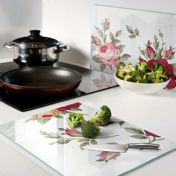 Planche à découper en verre Roses anciennes