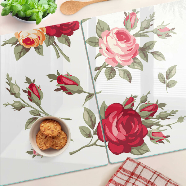 Planche à découper en verre Roses anciennes