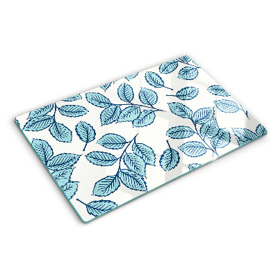 Planche à découper verre Feuilles aux tons bleus